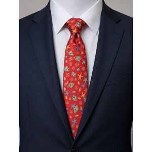 Peter Blair 100% Silk Tie Coastal Preppy Sea Starfish Stingray Print Necktie USA